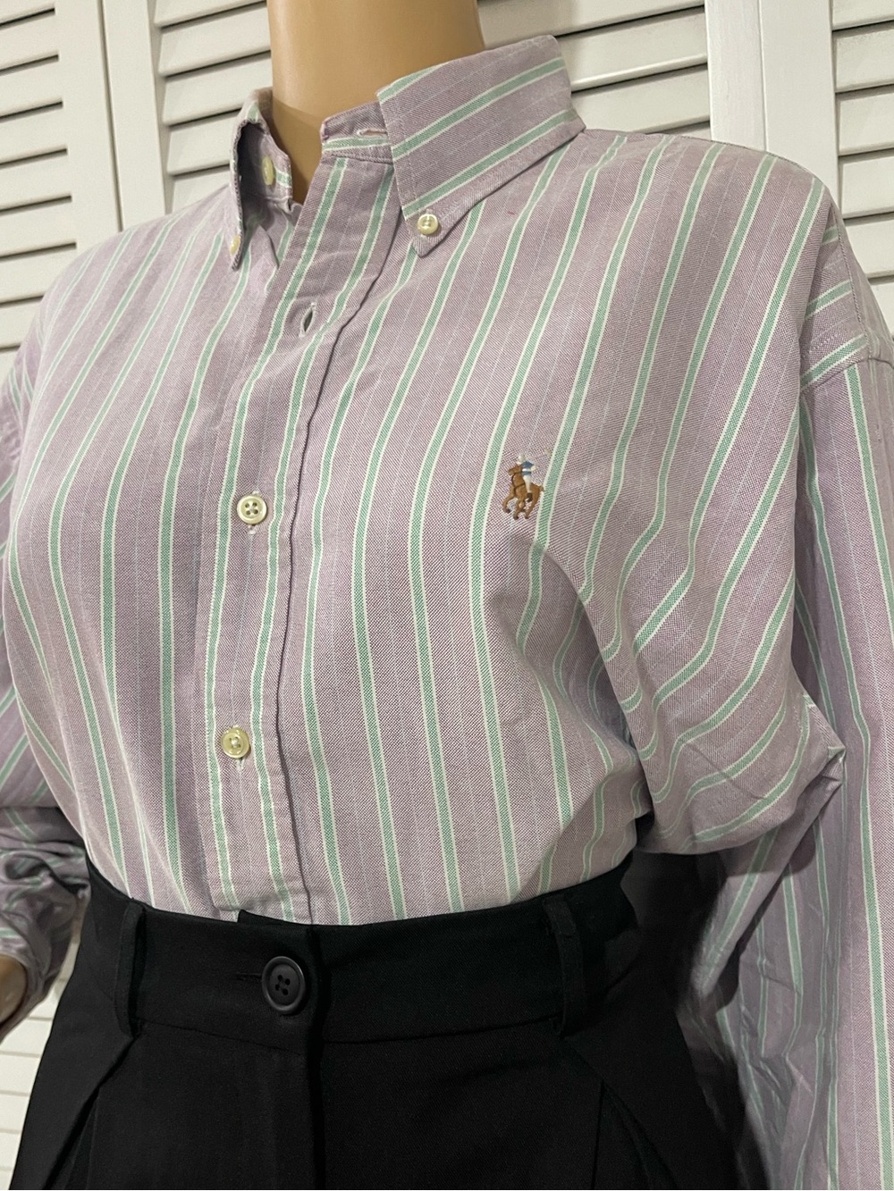 Ralph Lauren Lavender Stripe Button-Down Shirt with Mint & White Stripes